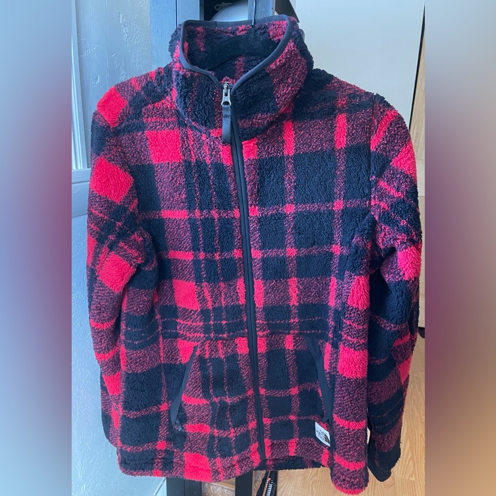 The North Face Campshire Fleece Coat Full Zip in Red Plaid